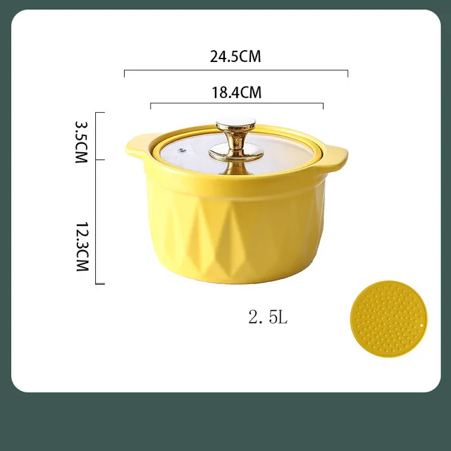 Casserole Stew Pot Ceramic Casserole Yellow - Shop at LoveMi
