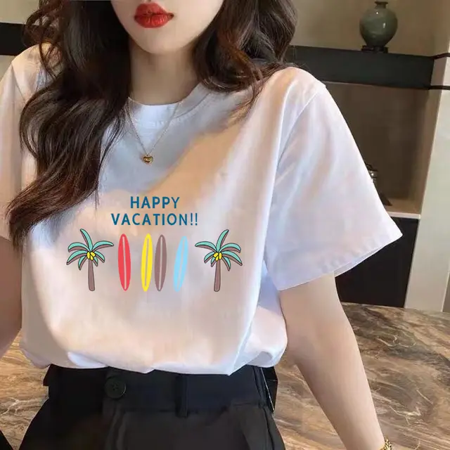 Pure Cotton Women's Loose Slim Round Neck Top Cartoon Print Short Sleeved Ins Summer T Shirt New Trend - Shop at LoveMi
