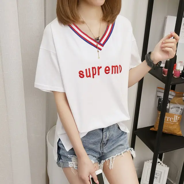 Short sleeved T shirt Women's Summer Clavicle Top Scheming Design Sense Of Loose Students White - Shop at LoveMi