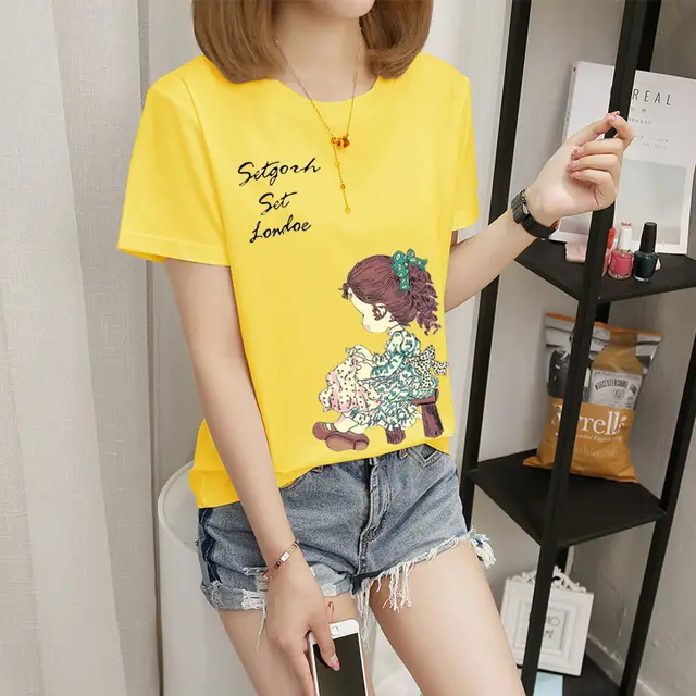 Women's Short sleeved T shirt Women Yellow - Shop at LoveMi