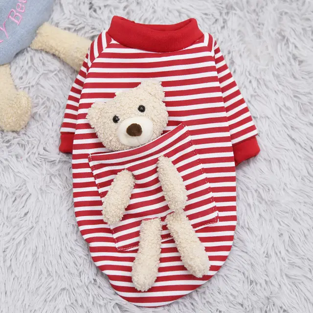 Cat Dog Pet Clothes for Small Dog Cute Sweater Spring Cat Cute Teddy Bear Red - Shop at LoveMi