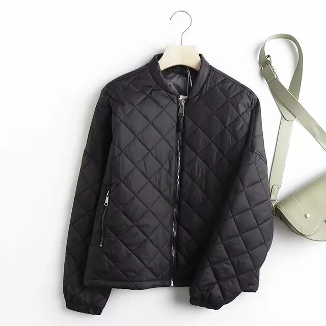 European And American Women's Clothing Autumn New Loose And Versatile Stand Collar Zipper Flying Jacket Coat Black - Shop at LoveMi