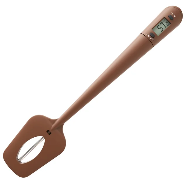 Digital Cooking Thermometer Double Use Silicone Scraper Spatula Safety Cooking Food BBQ Meat Thermometer Baking Tool Brown - Shop at LoveMi
