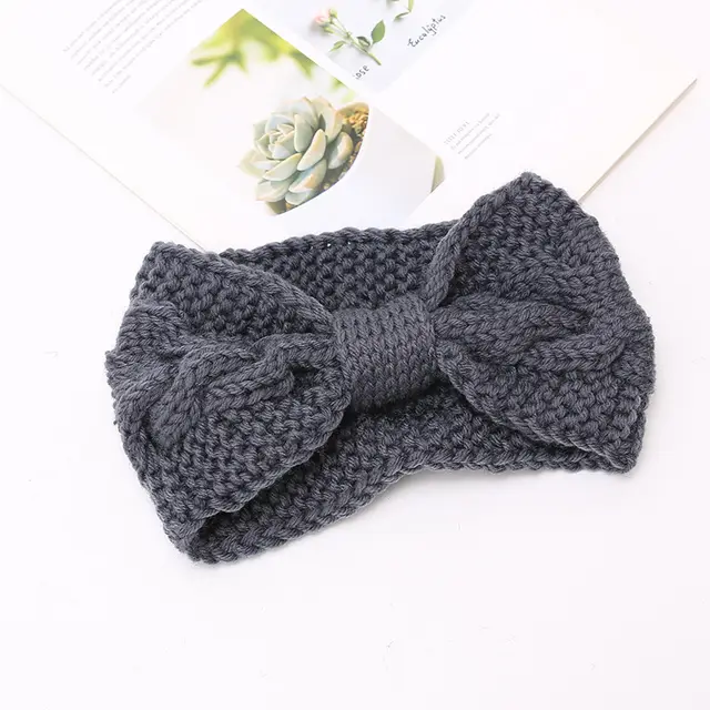 Women's Twist Knitted Headband Wool Headband Ear Protection Hood Warm Hair Accessories Autumn And Winter Headband Dark Grey - Shop at LoveMi