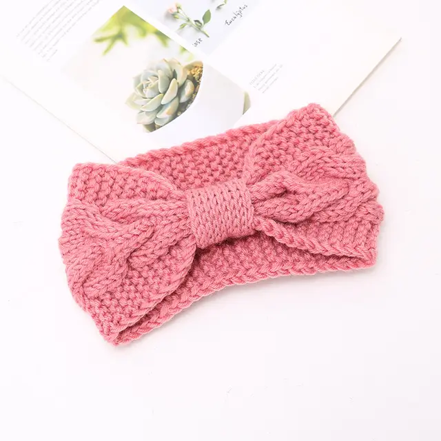 Women's Twist Knitted Headband Wool Headband Ear Protection Hood Warm Hair Accessories Autumn And Winter Headband Pink - Shop at LoveMi