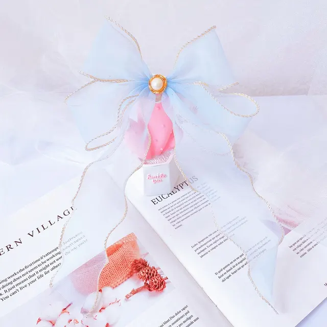 Teddy Lace Bow Snood Bib Jewelry Light Blue - Shop at LoveMi