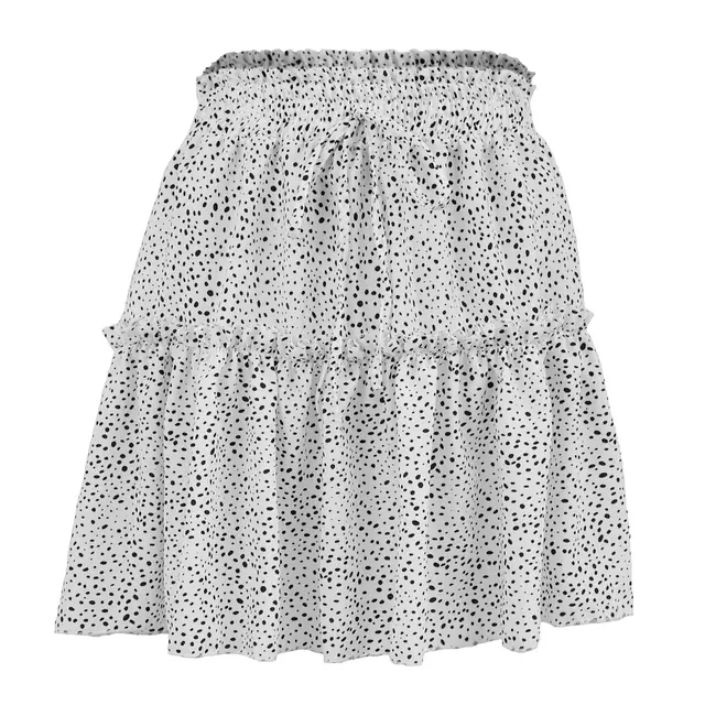 High Waist Polka Dot Ruffle Skirt White - Shop at LoveMi