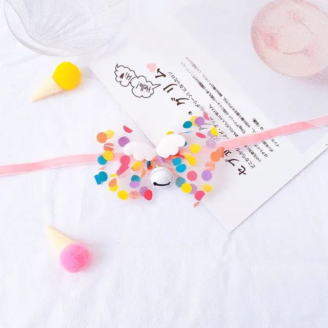 Original Pet Bow Tie Bell Collar Cat Fairy Wings Big Bow Neck Collar Dog Bell Collar Saliva Towel White - Shop at LoveMi