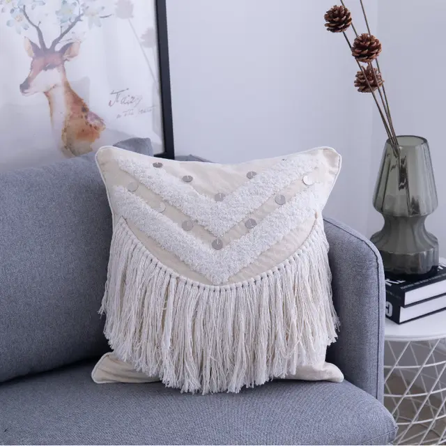 Bohemian Cushion Cover with Elegant Tassels Decorative Pillowcases for Home Bed Sofa Car Pillow Case 45x45cm 30x50cm - Shop at LoveMi