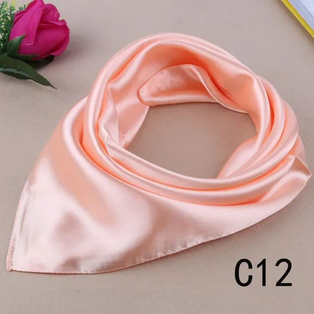 Korean Wild Literary Silk Scarf Decoration Scarf Small Square Bud Color C12 - Shop at LoveMi