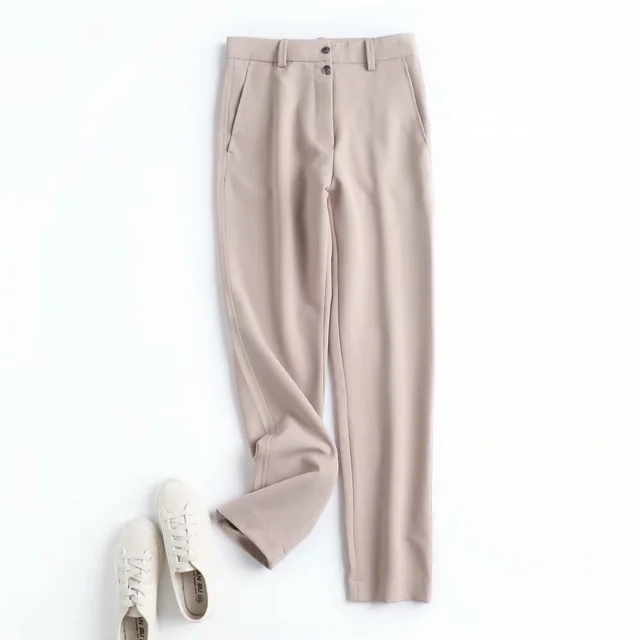 Women s Two Button Straight Casual Trousers Apricot - Shop at LoveMi