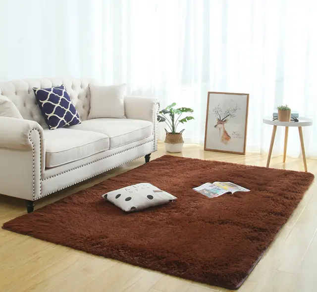 Silky Fluffy Carpet Modern Home Decor Long Plush Shaggy Rug Coffee - Shop at LoveMi