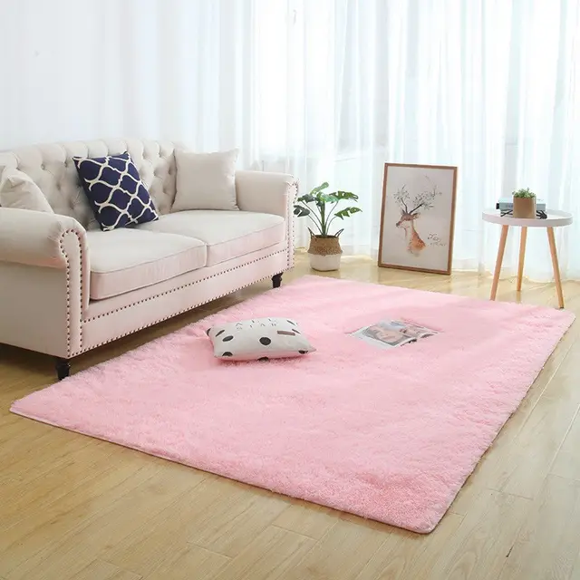 Silky Fluffy Carpet Modern Home Decor Long Plush Shaggy Rug Pink - Shop at LoveMi