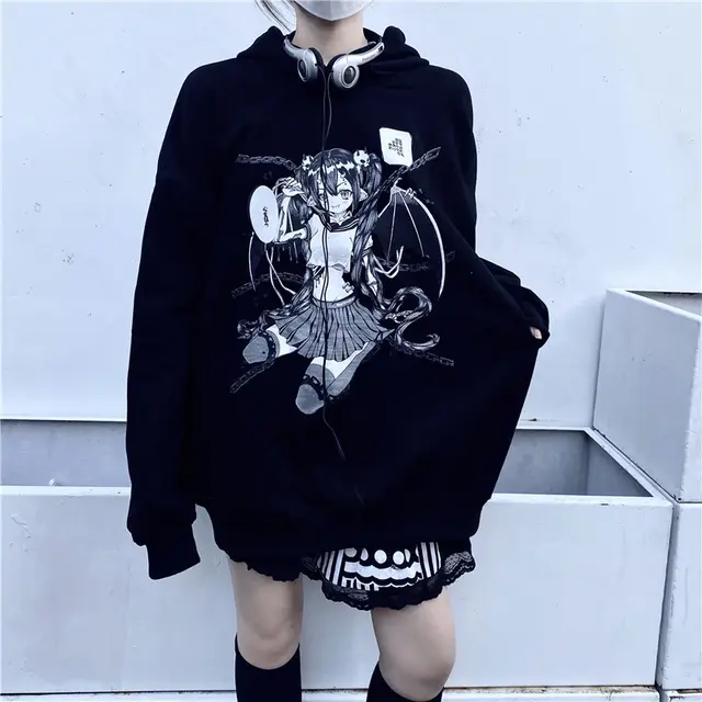 Handsome Loose Bf Hooded Plus Velvet Thickening Tide Brand Sweater Jacket Women Black - Shop at LoveMi