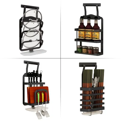 Stainless Steel Wall Hanging Free Punching Rack Knife Rack Cutting Board Rack Black Storage Rack - Shop at LoveMi