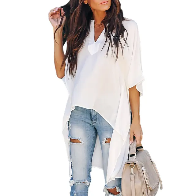 Female Chiffon Sexy V Neck Flared Sleeve Top White - Shop at LoveMi