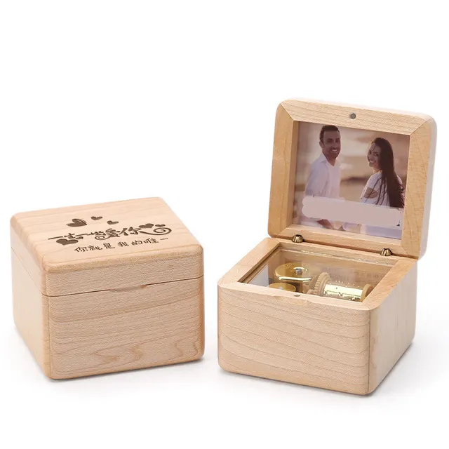 Wooden DIY Photo Music Box Children Birthday Gift Music Box Maple - Shop at LoveMi