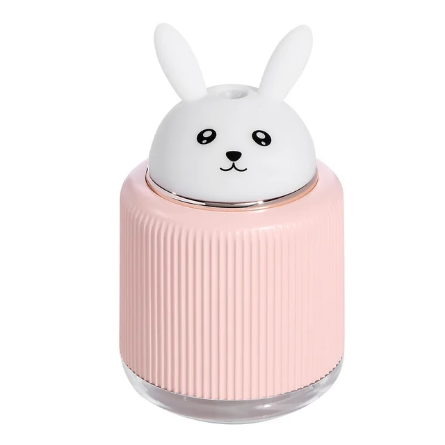 Ultrasonic Air Humidifier for Home Office Cartoon Rabbit 250ML USB Essential Oil Diffuser LED Light Lamp Pink - Shop at LoveMi