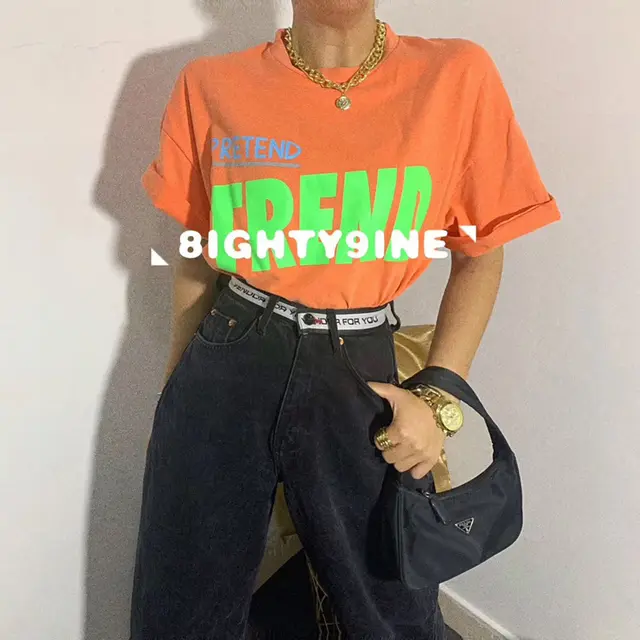 Ins Super Fire Short Sleeved T Shirt Women Orange - Shop at LoveMi