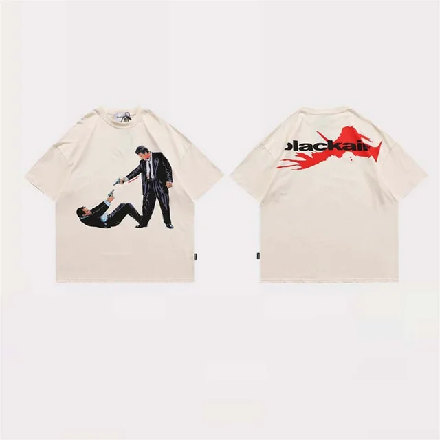 Vintage Printed Letters Classic Men's Short Sleeve T shirt Off White - Shop at LoveMi