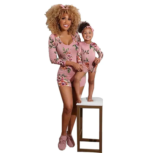 A199 Cross Border Women's Summer New Short Sleeve Shorts Parent Child Suit Pink - Shop at LoveMi