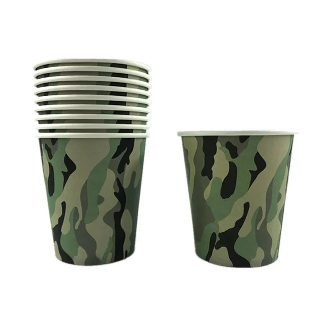 Camouflage Party Tableware Set PARTY Decorative Paper Plate Paper Cup Paper Towel Green Camouflage - Shop at LoveMi