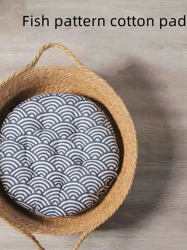 Rattan Cat Nest four Seasons General Summer Fish Pattern Cotton Pad - Shop at LoveMi