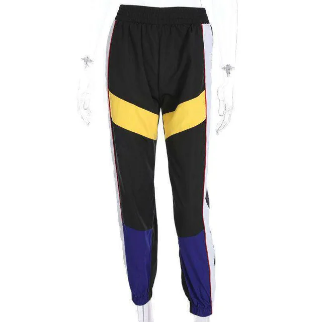 Casual Pants New Style Splicing Collision Color High Waist Bundle Foot Black - Shop at LoveMi