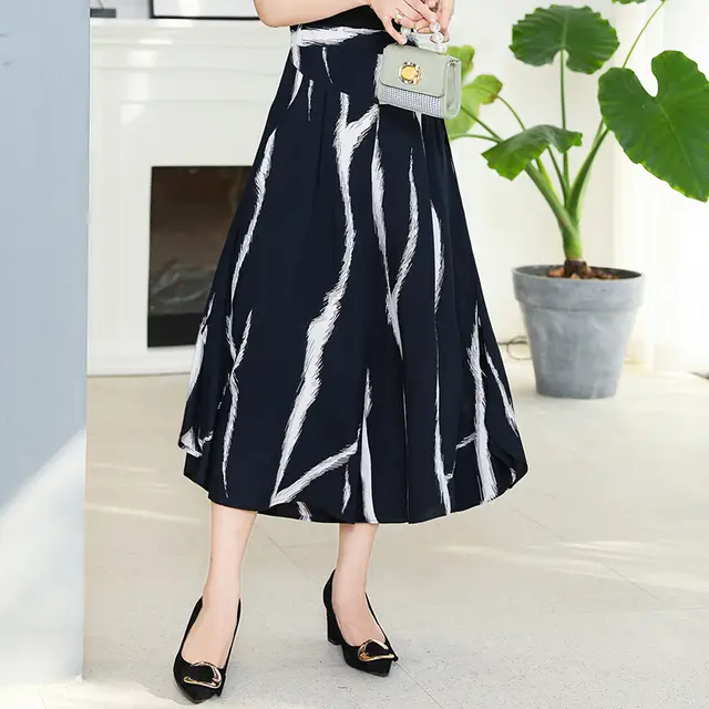 Mother's Rayon Culottes, High Waist, Nine point Plus Size, Printed Thin Cotton Silk Wide leg Pants 17 - Shop at LoveMi