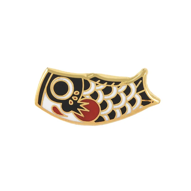 Japanese Style Enamel Pin Koi Squid Flag Brooch Backpack Clothing Lapel Pin Sushi Salmon Badge Cartoon Jewelry 5Style - Shop at LoveMi
