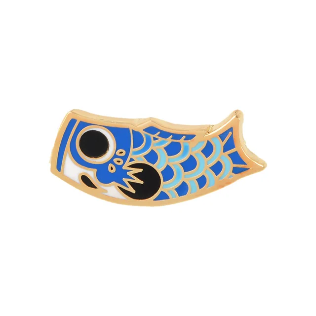 Japanese Style Enamel Pin Koi Squid Flag Brooch Backpack Clothing Lapel Pin Sushi Salmon Badge Cartoon Jewelry 7Style - Shop at LoveMi