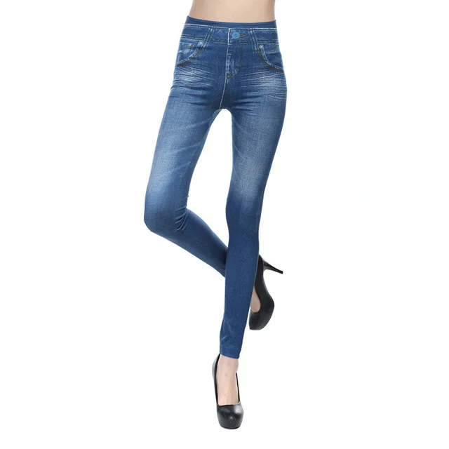 Love Seamless Cotton Imitation Denim Leggings Blue - Shop at LoveMi