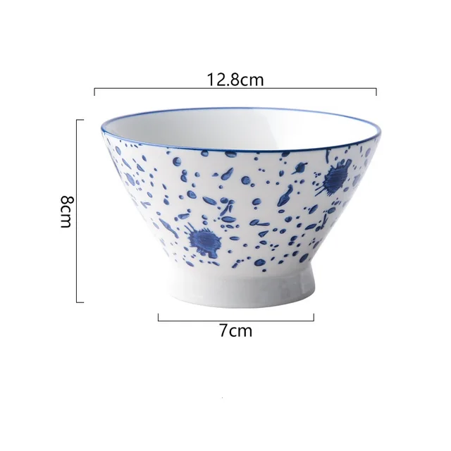 Hand Painted Ceramic Bowl, Family Dinner Bowl, High Foot Bowl, Hat Bowl Splash Ink - Shop at LoveMi