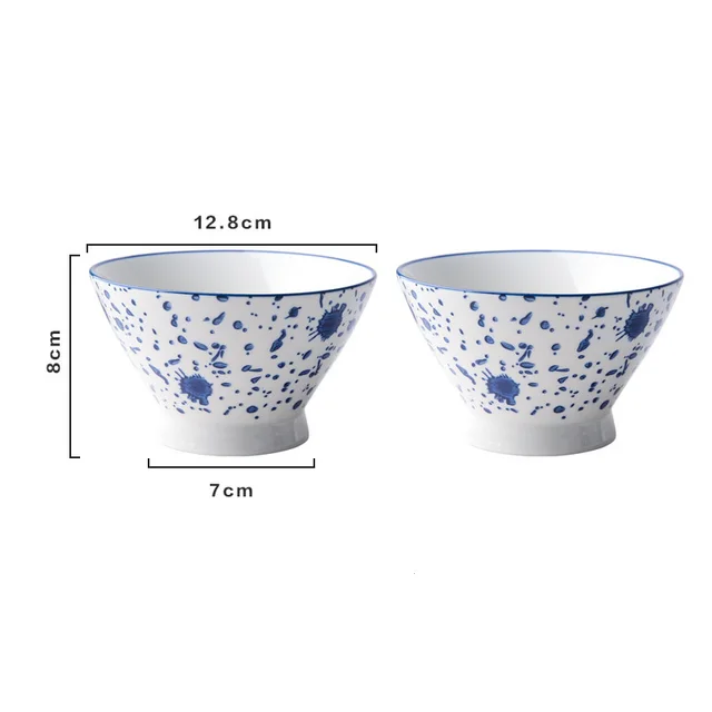 Hand Painted Ceramic Bowl, Family Dinner Bowl, High Foot Bowl, Hat Bowl Two Vertical Stripes - Shop at LoveMi