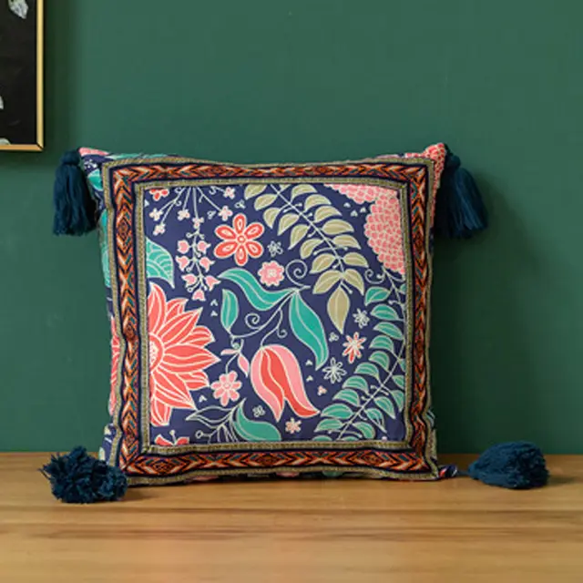 Printing Throw Pillow Red Festive Spring Festival Ethnic Style Tassel Pillowcase Pillow Lumbar Pillow Cushion Green - Shop at LoveMi