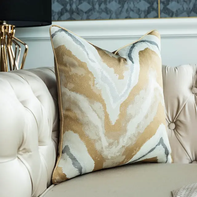 Modern Gold Green Striped Cushion Cover Geometric Gold Wave Sofa Pillow Case Backrest Waist Pillowcase 30x5 45 50cm Frost White Small Diamond Patt - Shop at LoveMi
