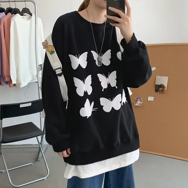 Harajuku Style Plus Fat Plus Size Sweater Women Black - Shop at LoveMi