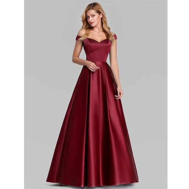 V Neck Solid Color Long Vintage Gown Dress Red - Shop at LoveMi