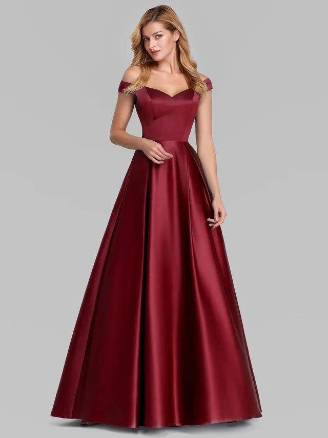 V neck Solid Color Long Vintage Gown Dress Red - Shop at LoveMi