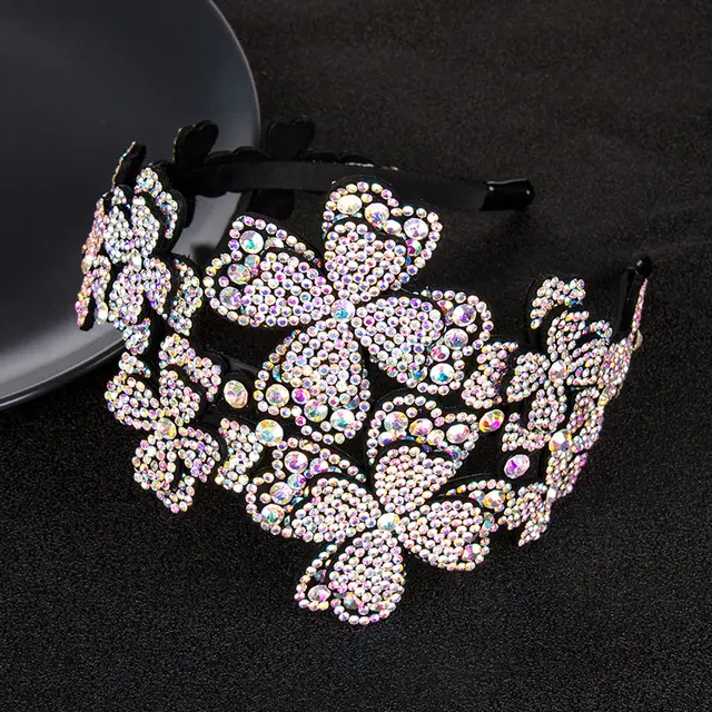 Sweet Diamond Broad Edge Toothed Non Slip Crystal Broad Edge Headband Hair Accessory White - Shop at LoveMi