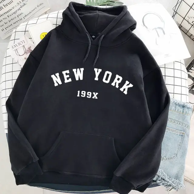 NEW Colors Sweatshirts Velvet Winter Women's NEW YORK Black - Shop at LoveMi