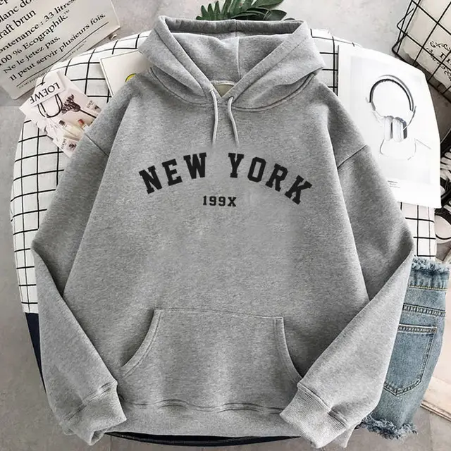 NEW Colors Sweatshirts Velvet Winter Women's NEW YORK Gray - Shop at LoveMi