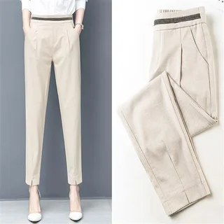 Women's Slim Casual Thin Suit Feet Pants - Apricot