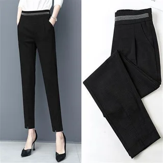 Women's Slim Casual Thin Suit Feet Pants - Black