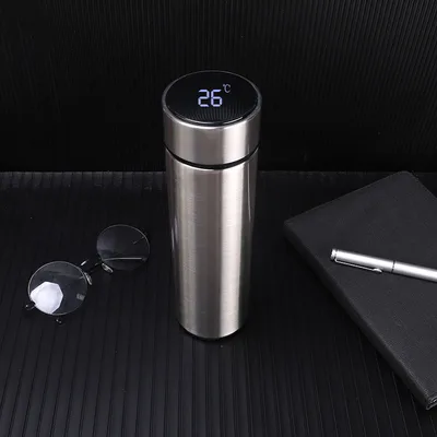 Stainless Steel Intelligent Digital Display Cup Touch Temperature Measurement Silver - Shop at LoveMi
