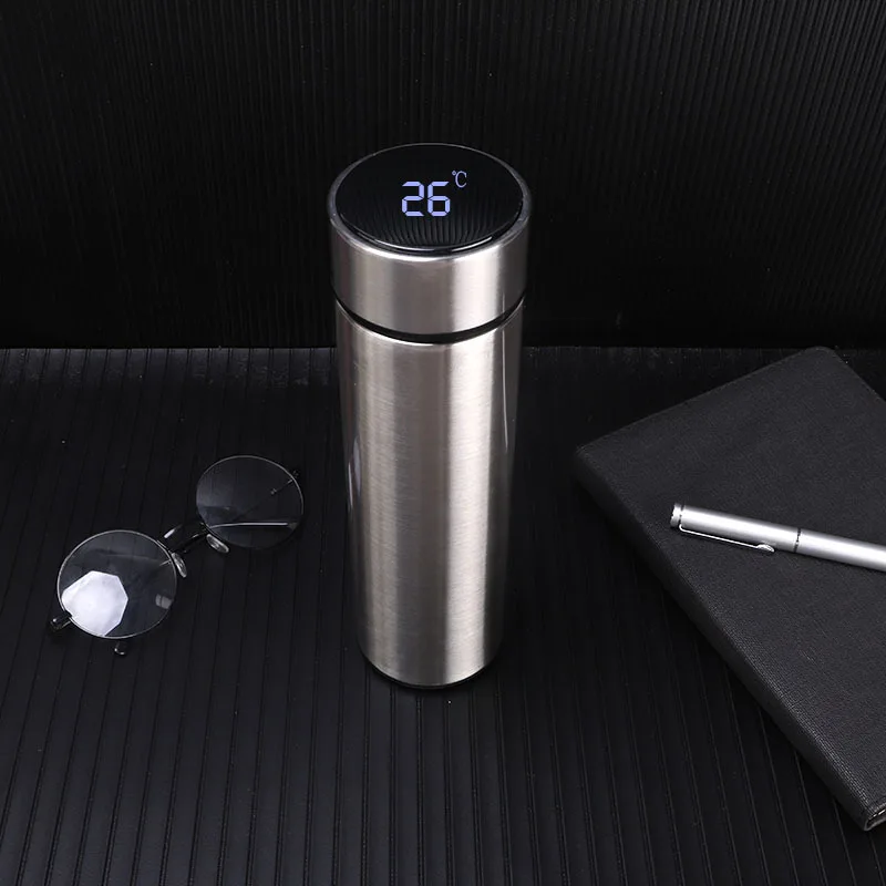 Stainless Steel Intelligent Digital Display Cup Touch Temperature Measurement - Silver