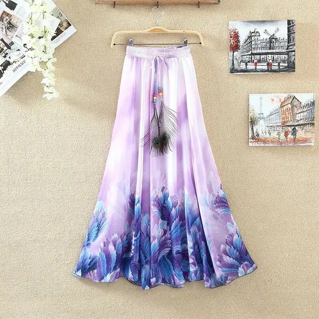 Bohemian Chiffon Print Skirt Floral Fairy Dress Holiday Beach Women's Wear - Shop at LoveMi