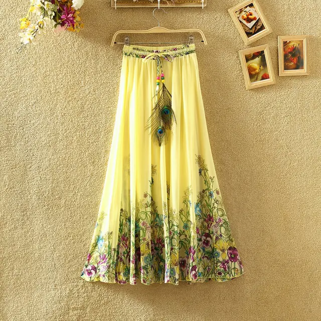 Bohemian Chiffon Print Skirt Floral Fairy Dress Holiday Beach Women's Wear - Shop at LoveMi