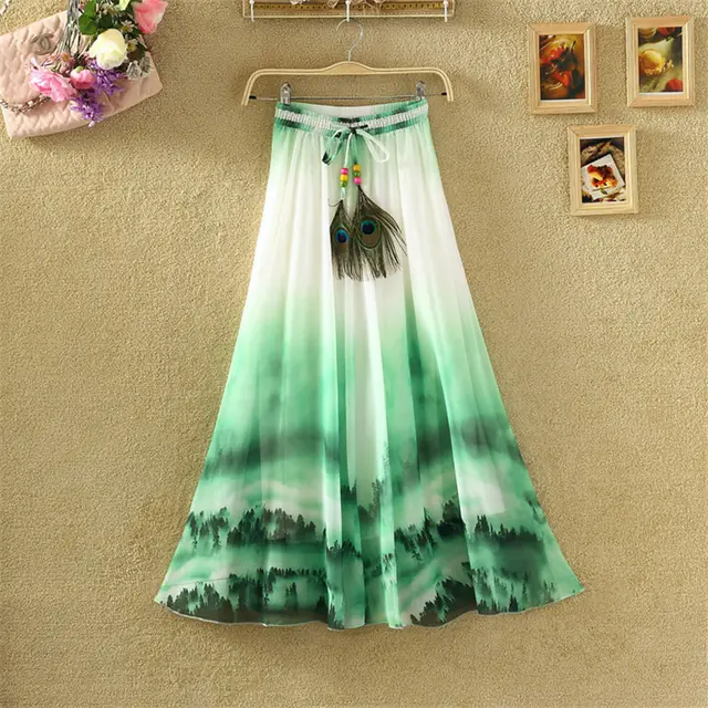 Bohemian Chiffon Print Skirt Floral Fairy Dress Holiday Beach Women's Wear - Shop at LoveMi