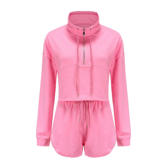 Cross border New European And American Aummer Fashion BF Wind Casual Sports Shorts Suit Pink - Shop at LoveMi